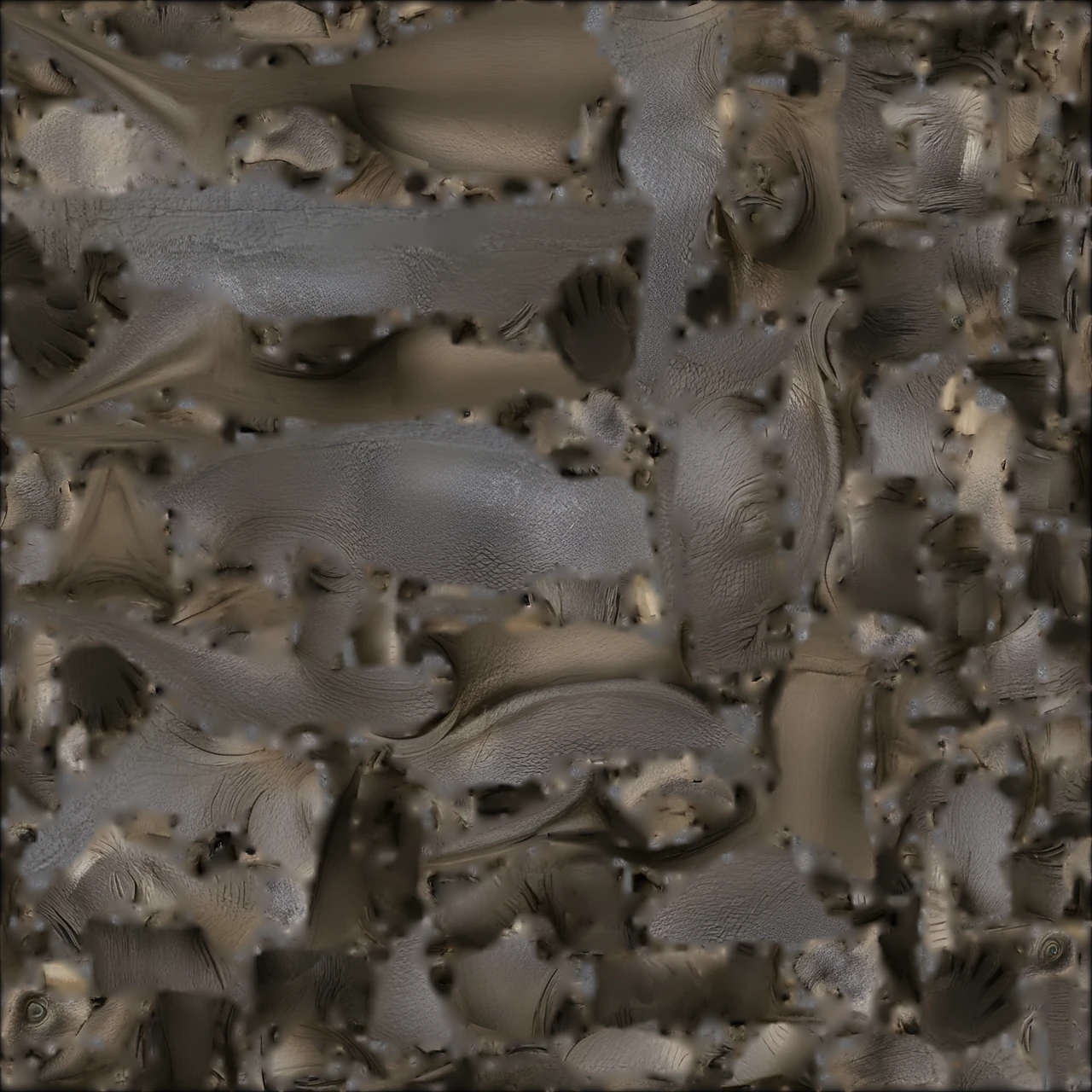 The original base-color texture map, unwrapped into UV islands.
