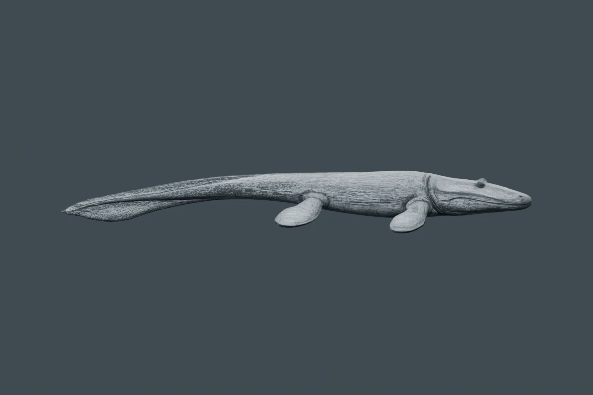 Tiktaalik roseae mesh with its triangle edges visible.