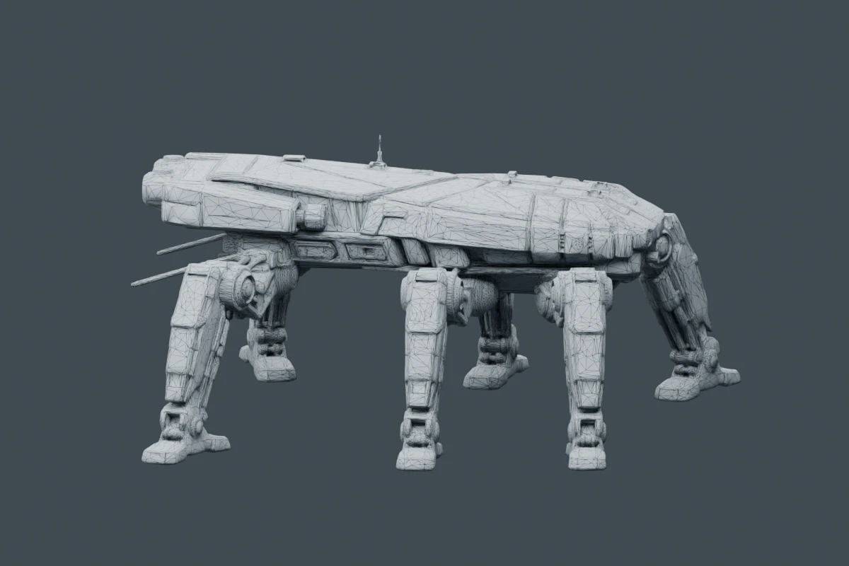 Basilisk drone mesh with its triangle edges visible.